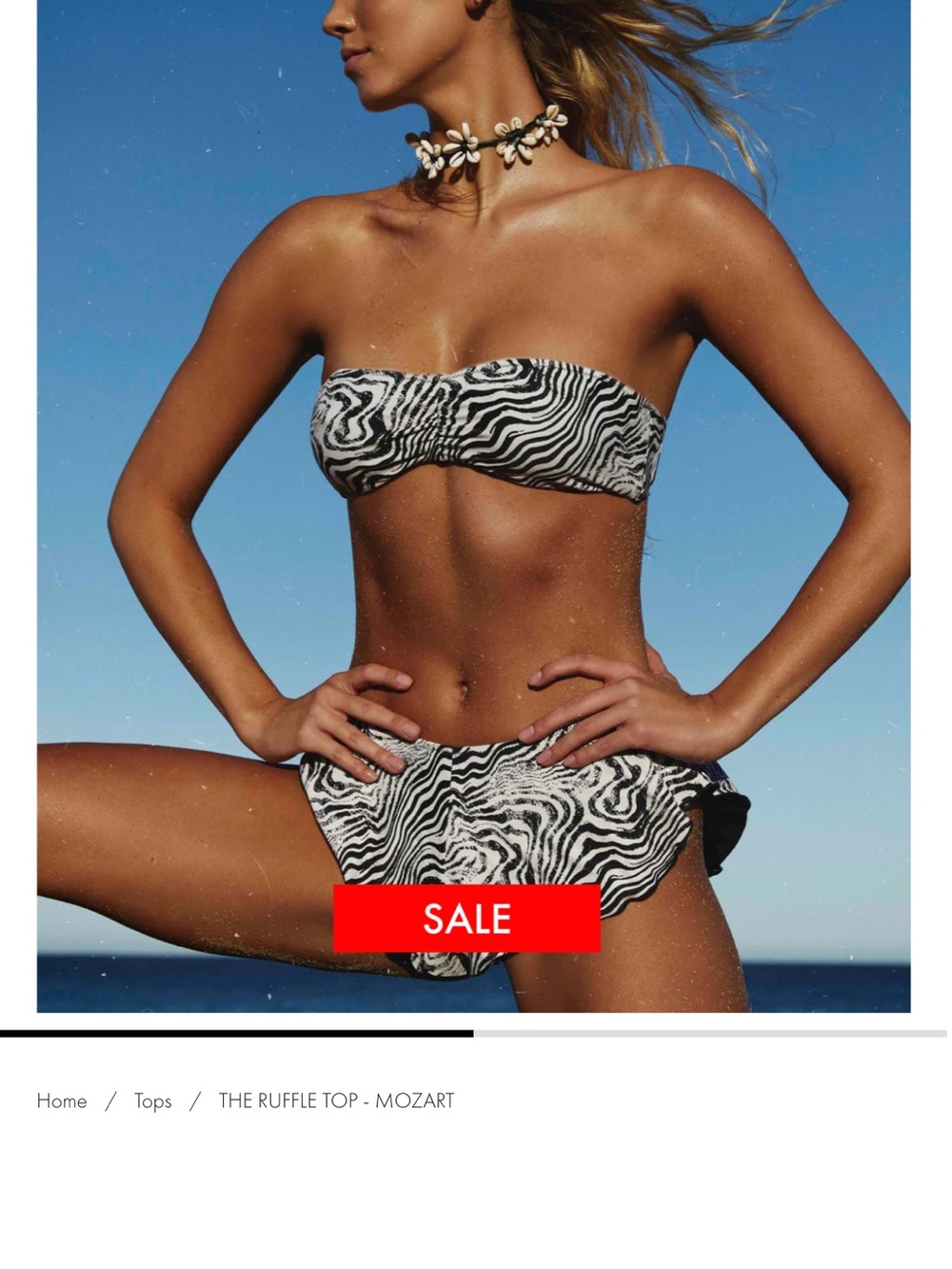 Zebra Print Bandeau Bikini Set - Black & White MEDIUM top , XS bottom